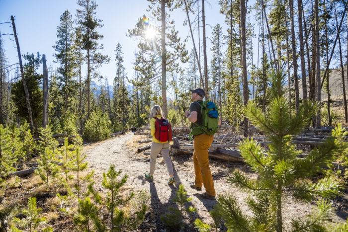 couple hiking marshal ridge, near Stanley