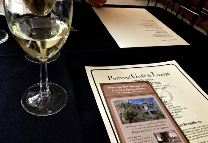 menu and wine at portneuf grille