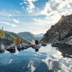 man in natural goldbug hot spring