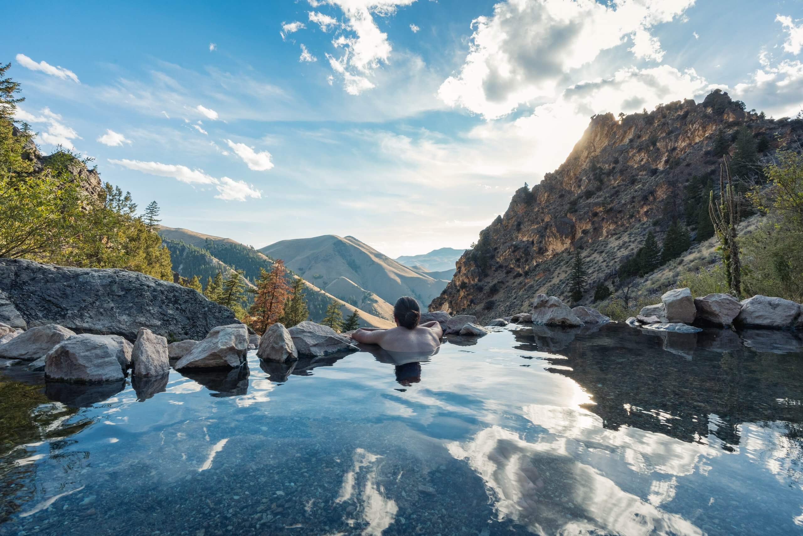 man in natural goldbug hot spring