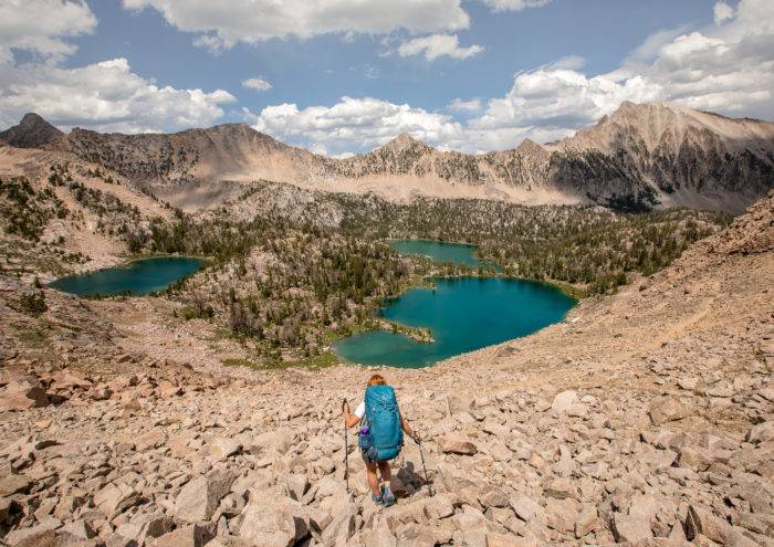 woman hiking with backpack