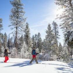 couple snowshoeing near idaho city