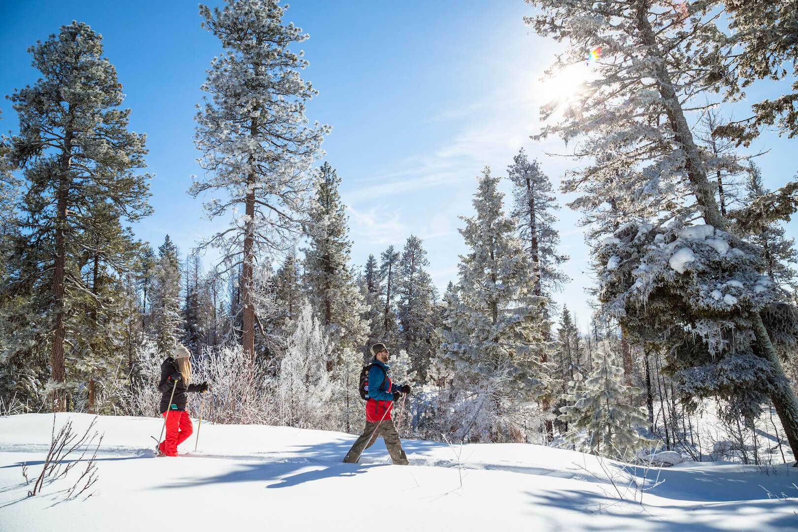 couple snowshoeing near idaho city