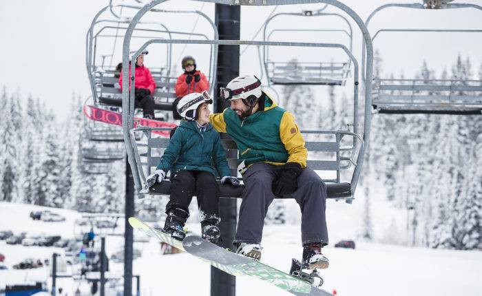 father and son at brundage ski resort 