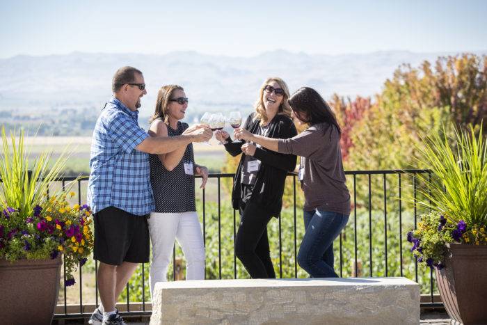 people drinking wine at Koenig winery