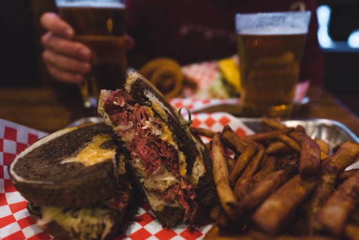 reuben sandwich and fries