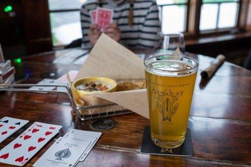 pint glass and apps at salmon river brewing