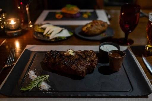 dinner plate with steak