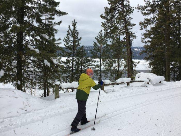 nordic skiing with a view of payette lake