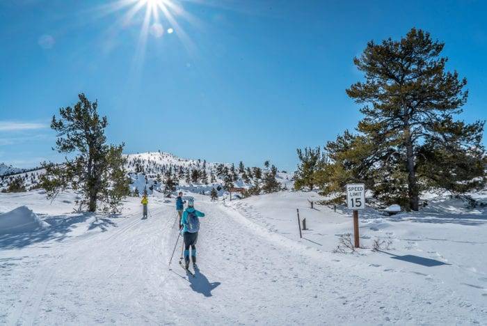 family crosscountry skiing at craters of the moon