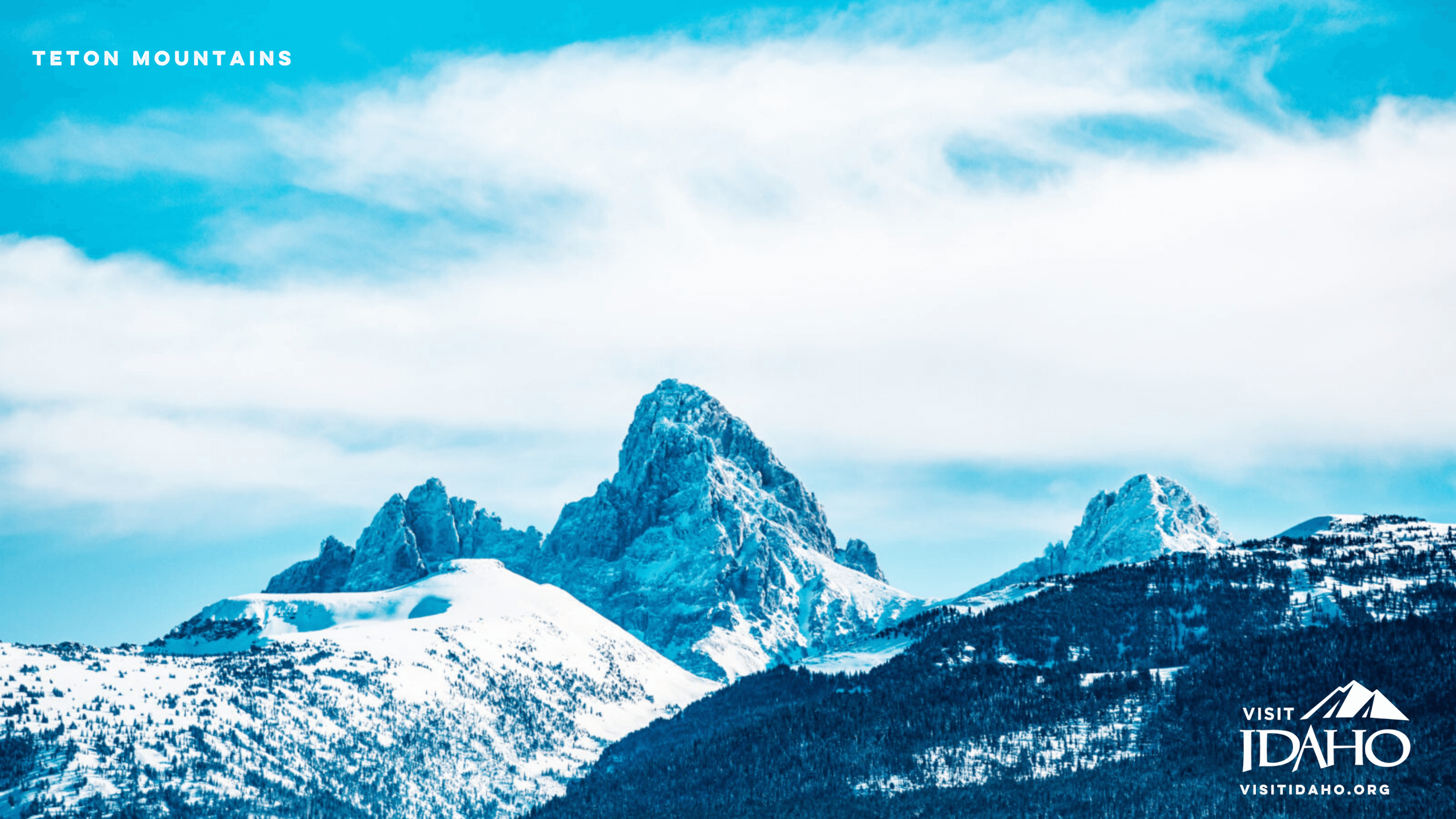 Teton Mountains in snow.