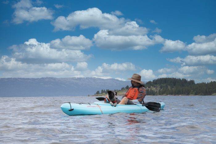 kayaker on lake cascade