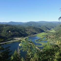 large scenic view from mountain trail