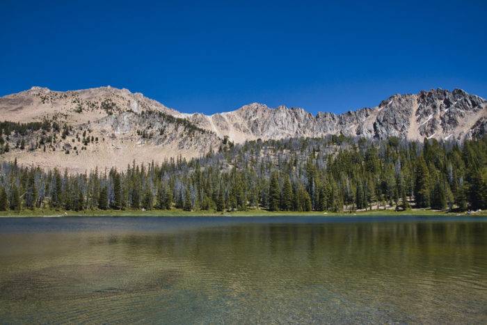 mountain lake with mountains in background