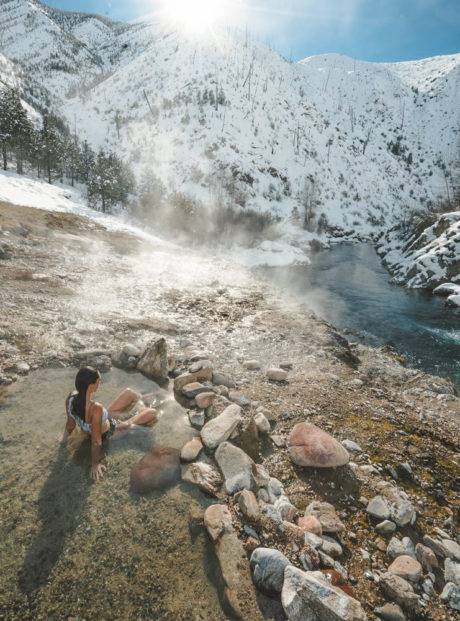 woman in hot spring