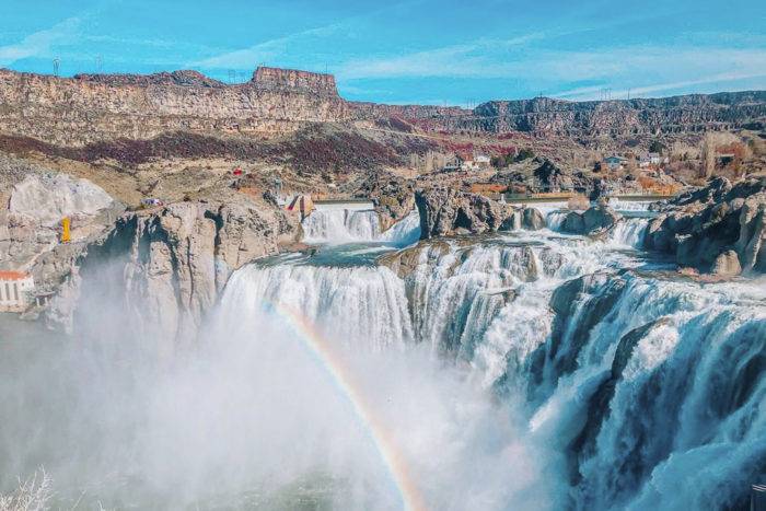 shoshone falls with a rainbow