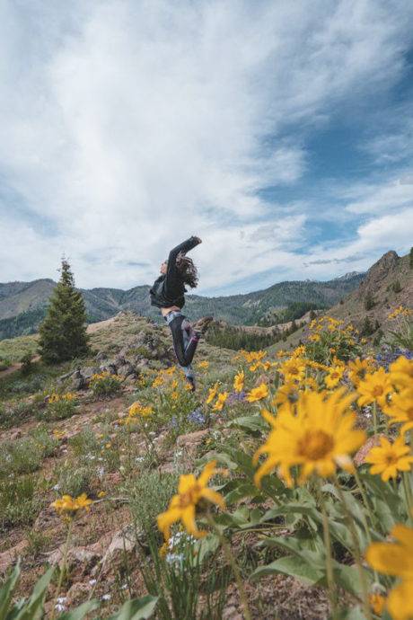 woman in flower field