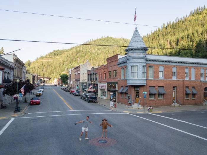 man and woman in downtown wallace