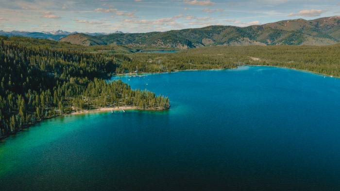 aerial view of redfish lake