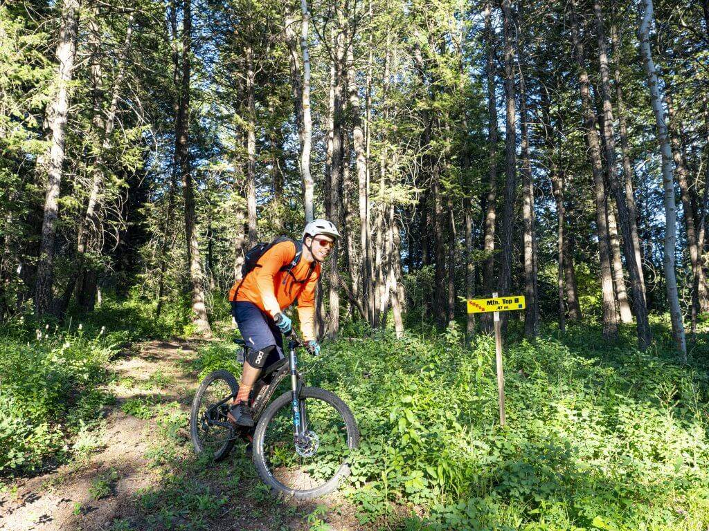 mountain bike rider at Kelly Canyon Ski Resort