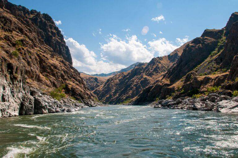 water and rock walls of Hells Canyon