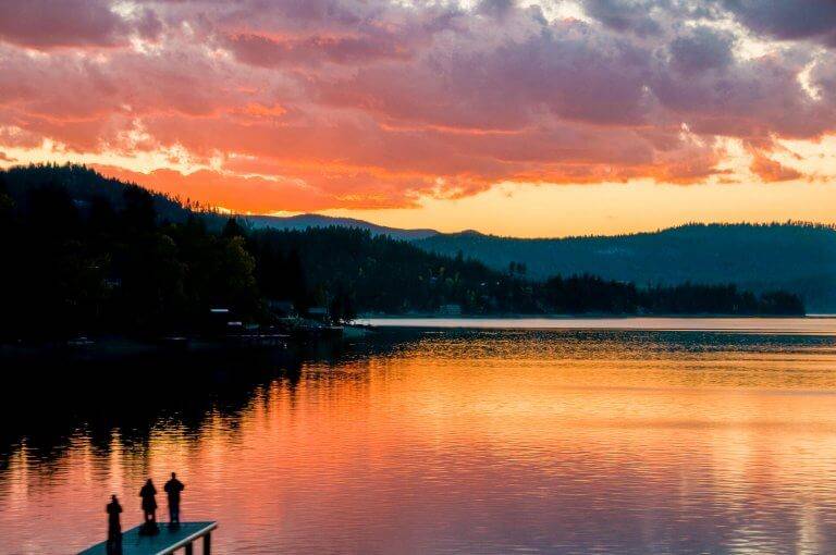 Lake Pend Oreille water at sunset