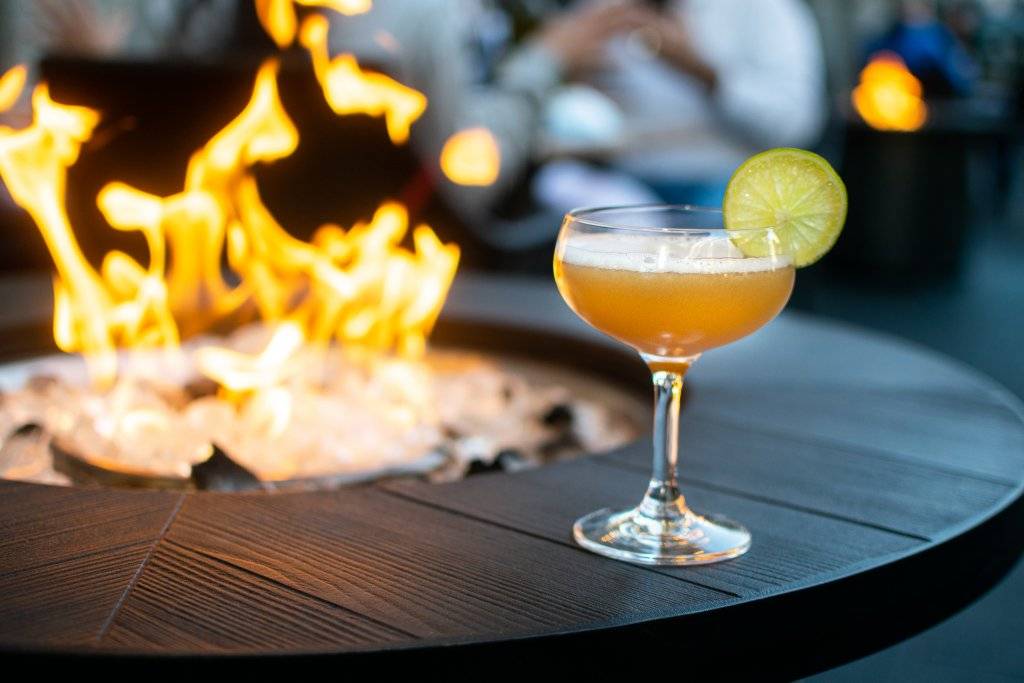 fire pit and cocktail at Fork