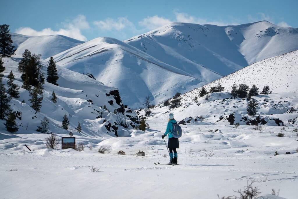 woman cross country skiing at Craters of the Moon