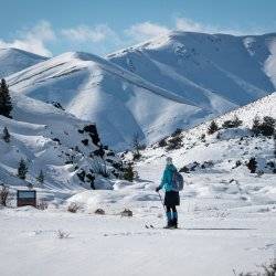 woman cross country skiing at Craters of the Moon