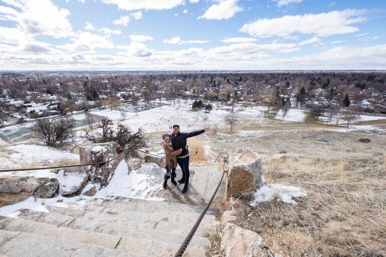 people standing on top of a hill