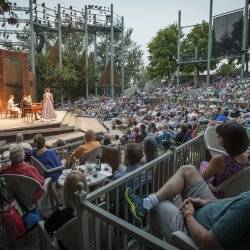 Audience watching a play at the Shakespeare Festival