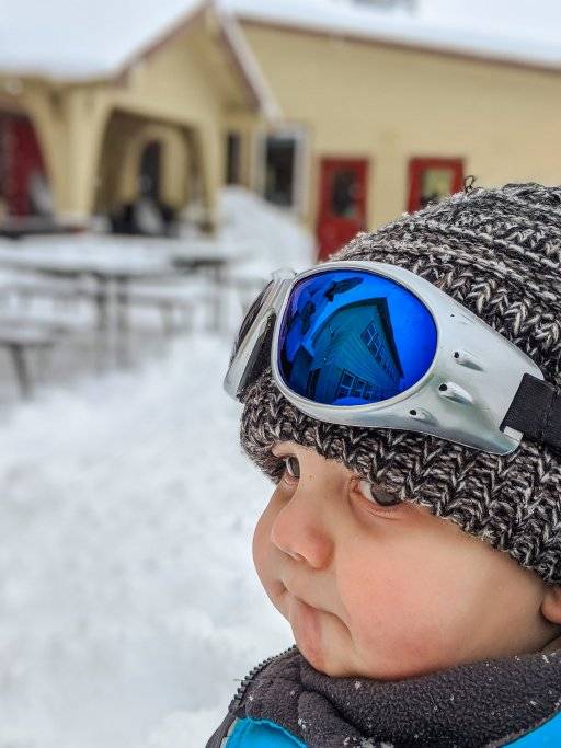 toddler in the snow at lookout pass