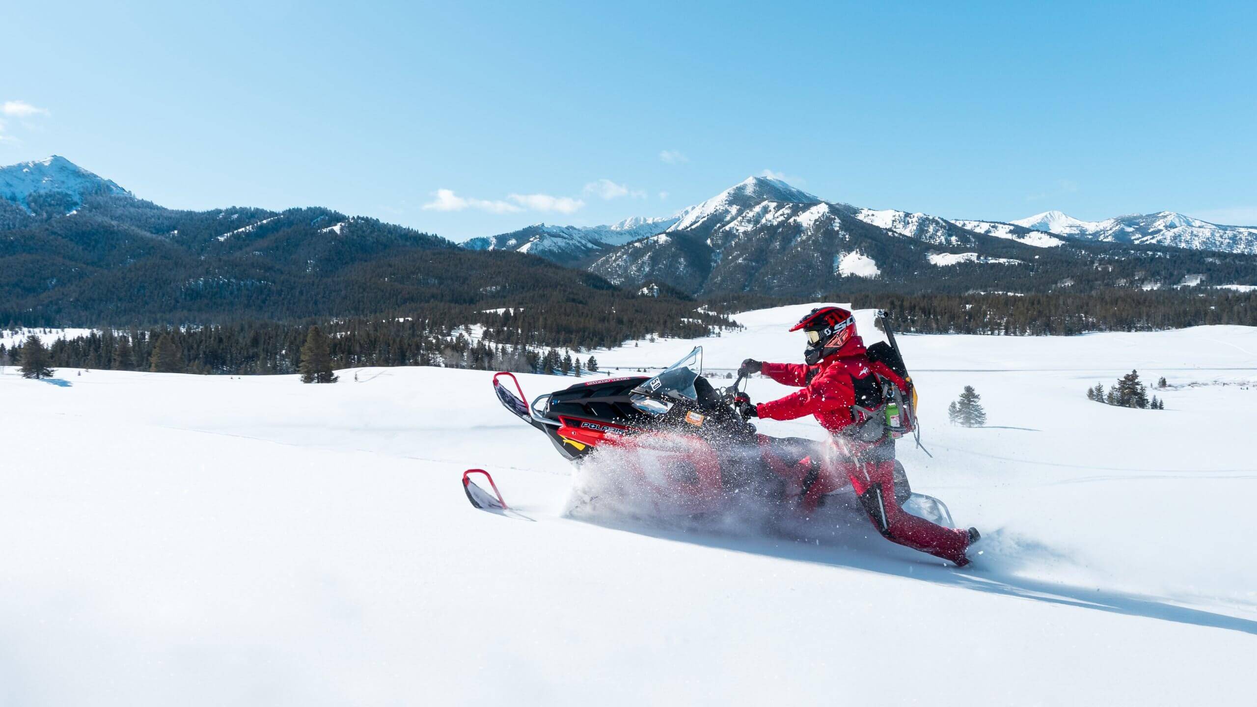 person on snowmobile