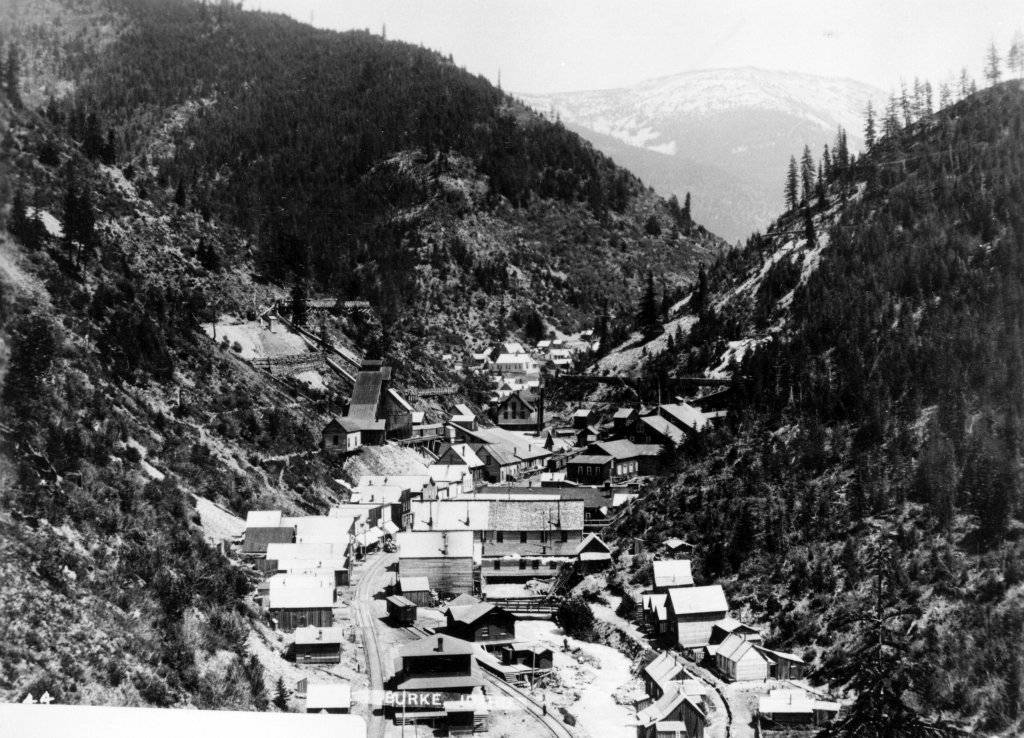 historical photo of mining town of burke in 1892