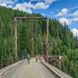 people riding bikes on route of the hiawatha