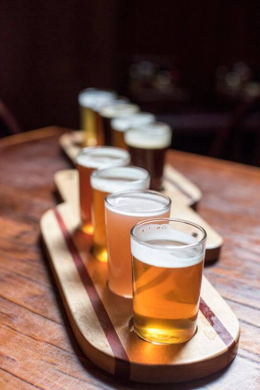 flight of beer samples