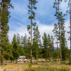 camper in scenic camping spot