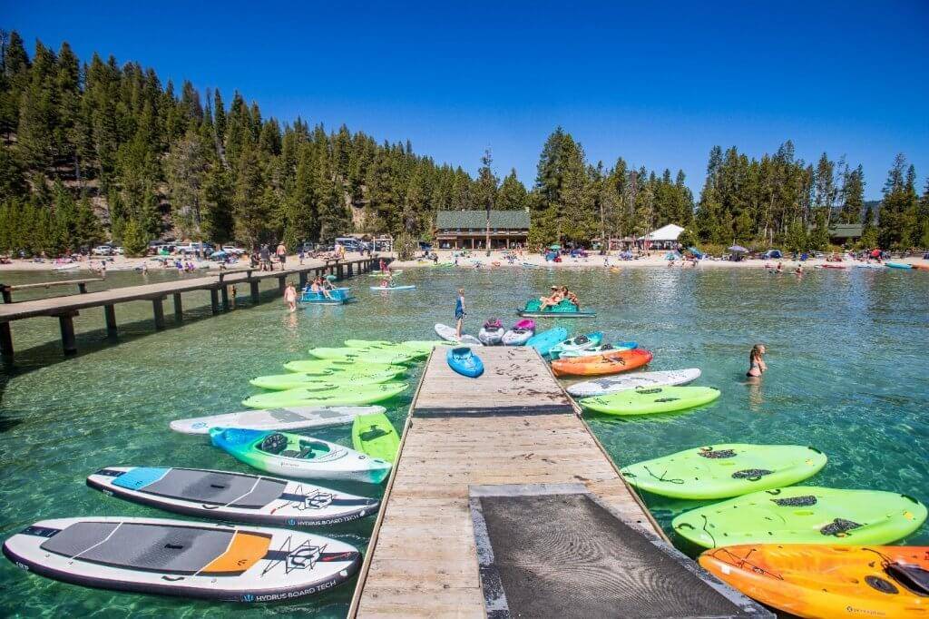 boats in marina area at redfish lake