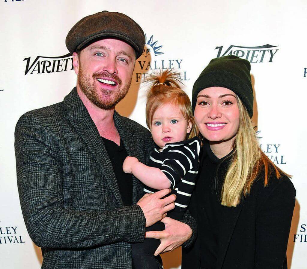 Aaron Paul with his wife and daughter