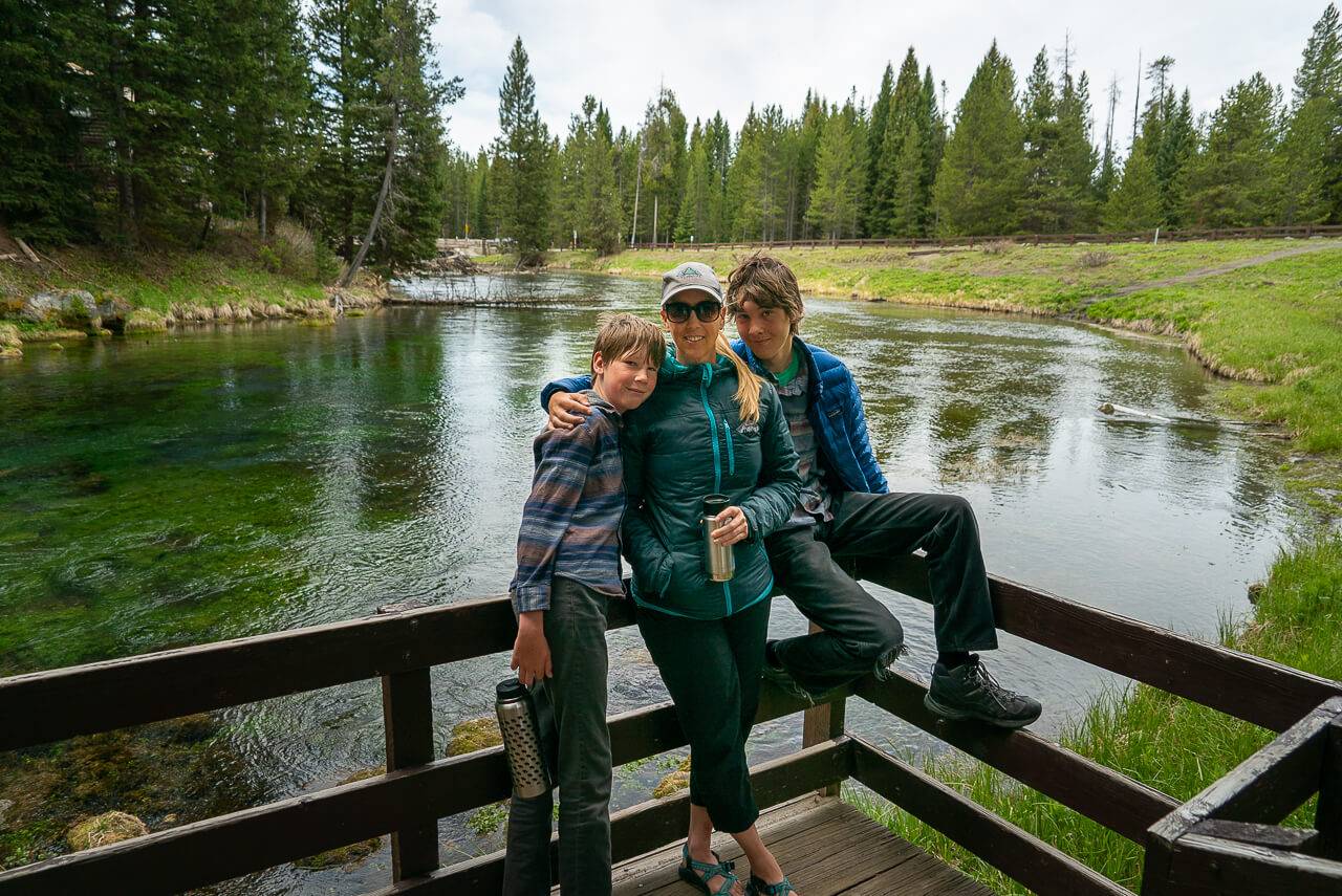 family in front of big springs