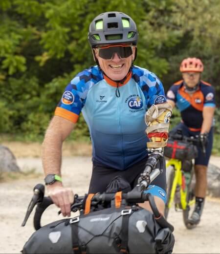 Willie Stewart biking with 2 other people