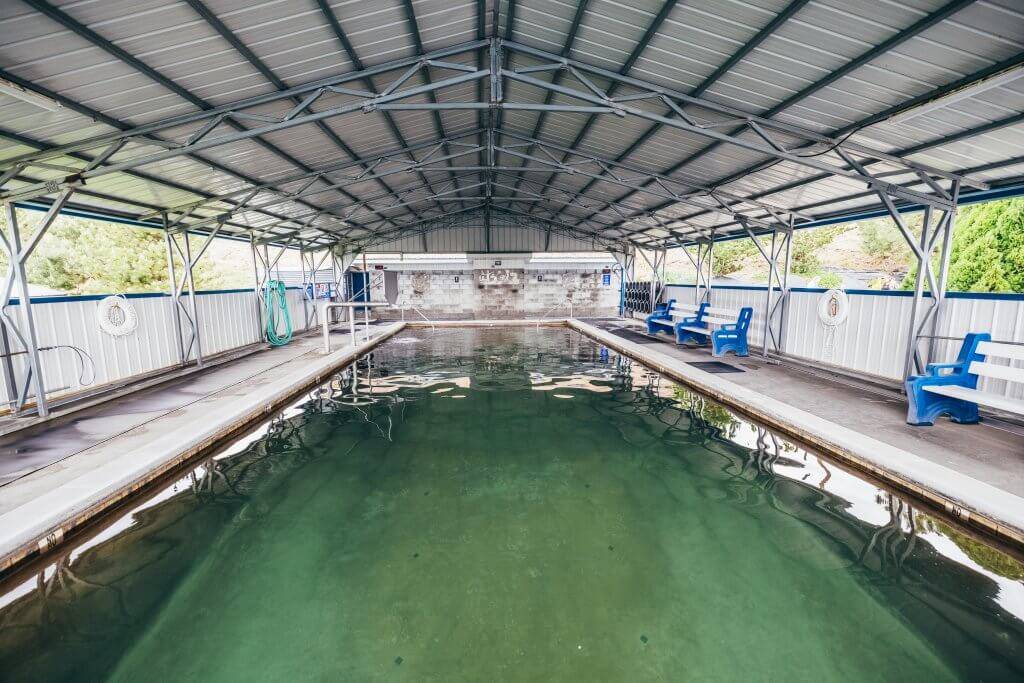 view of long hot spring pool