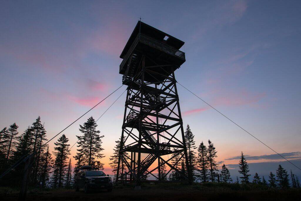 sunset behind Lookout Butte Lookout