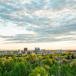 A treetop view, overlooking downtown Boise from the Ridge to Rivers Trail System.