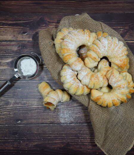 plate with four jam rolls