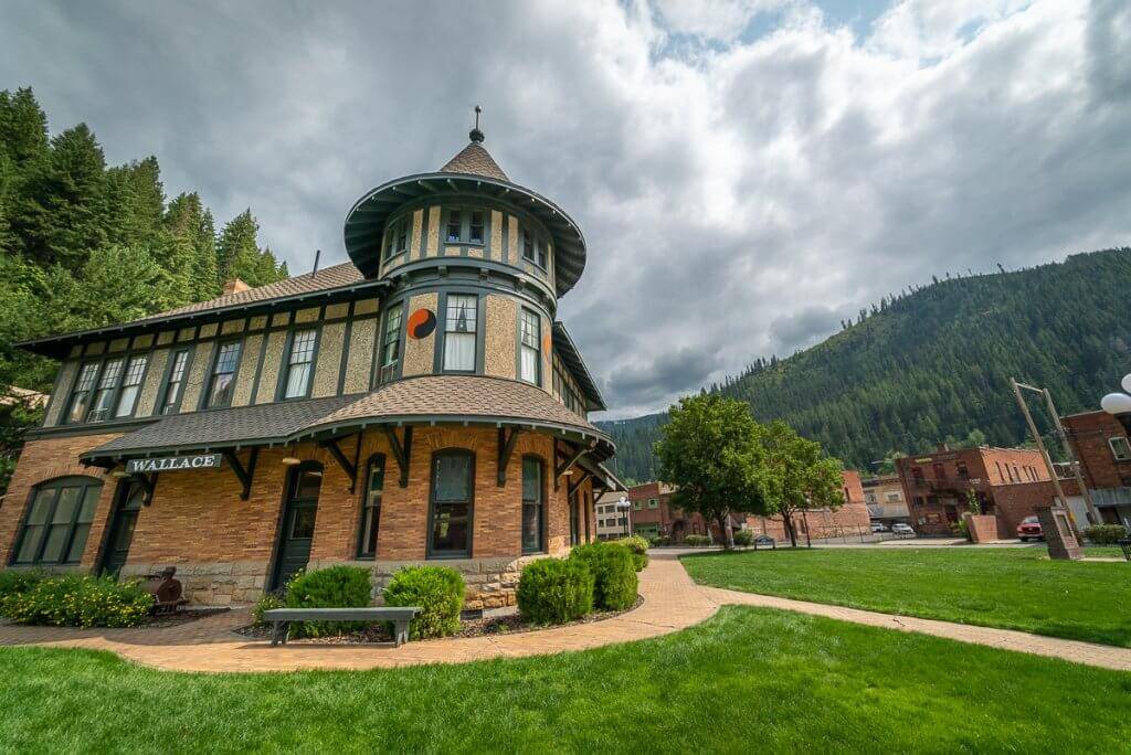 exterior of historic train depot in wallace