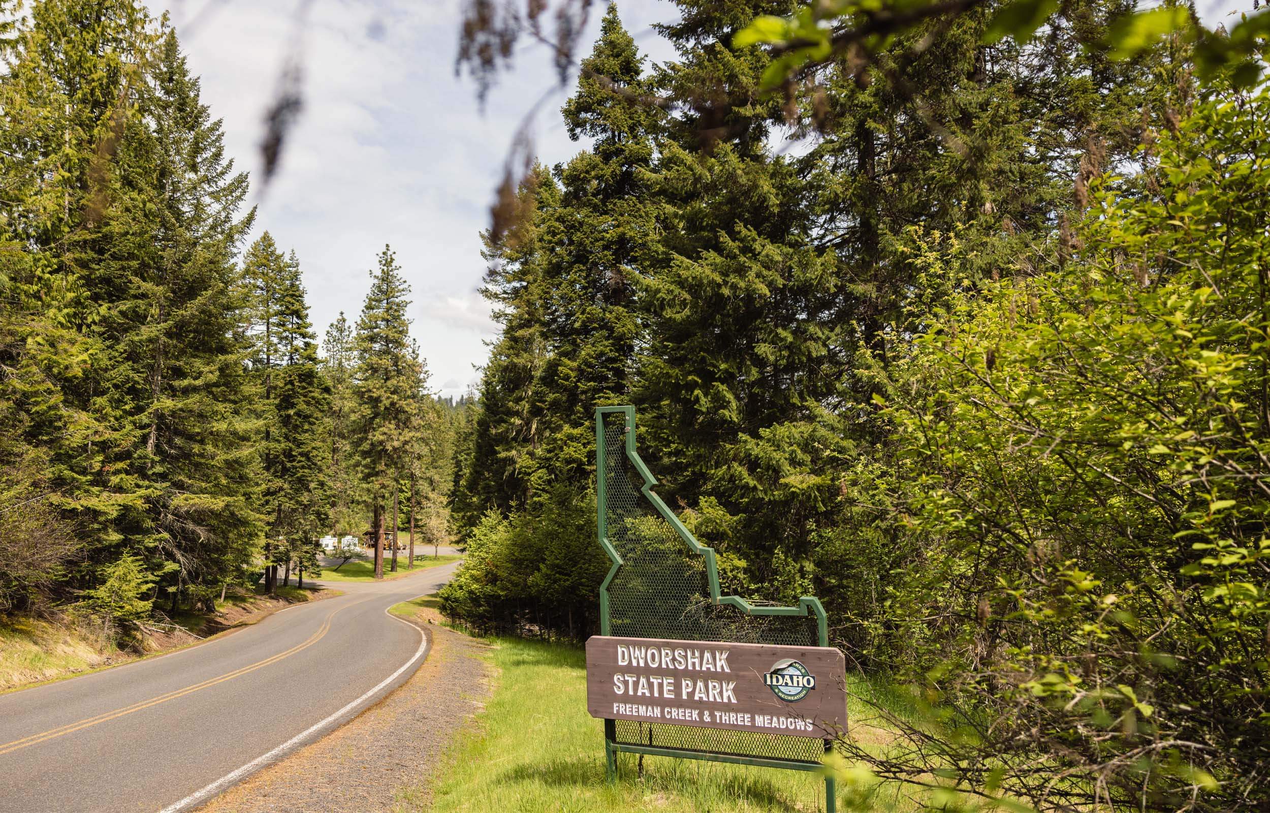 Signage at the entrance of Dworshak State Park.