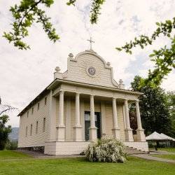 Sacred Heart Mission Church from the exterior.