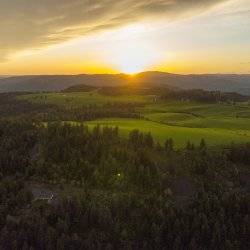 The sun sets over Fraser Park in Idaho.