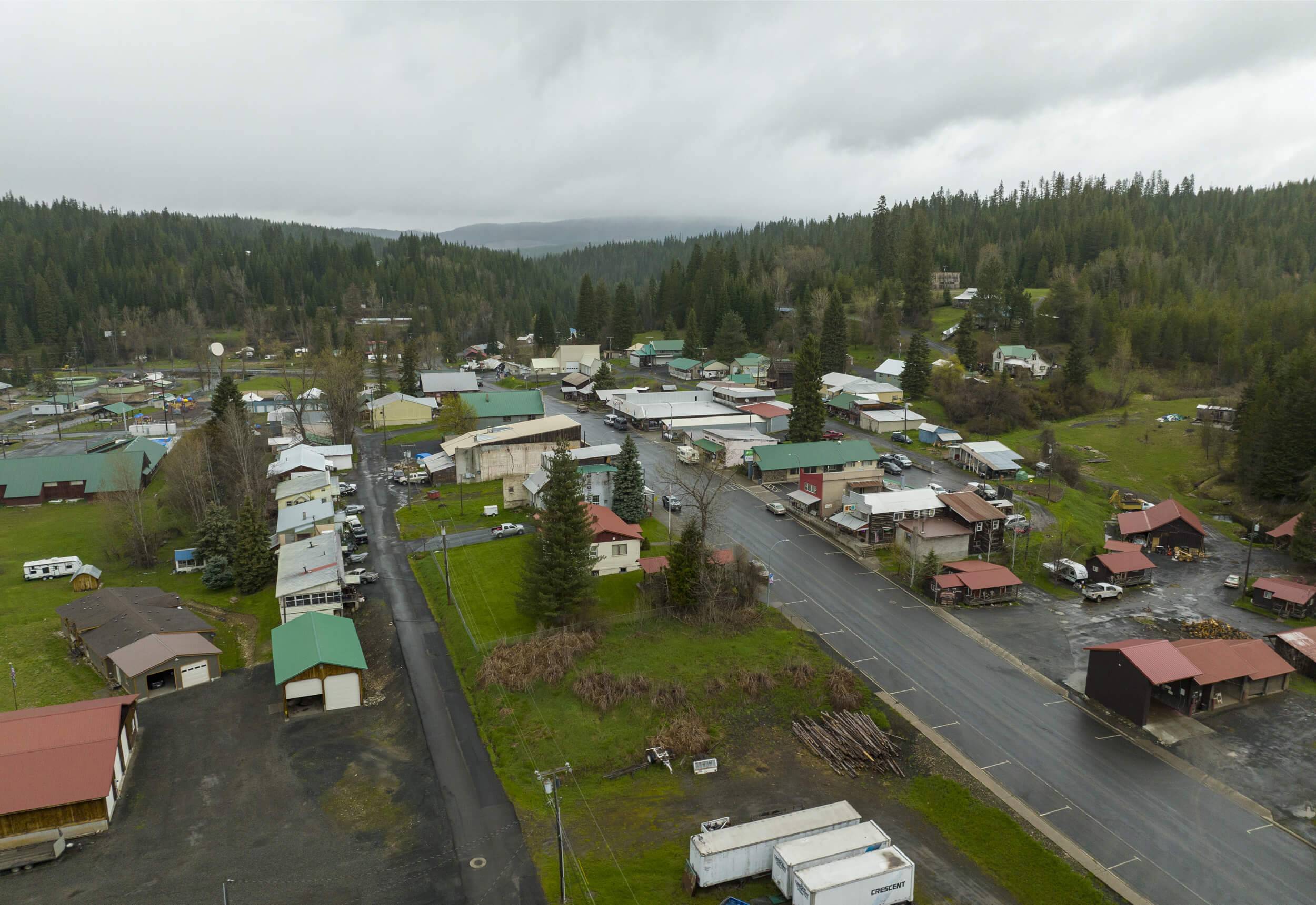 Aerial view of Pierce, Idaho.